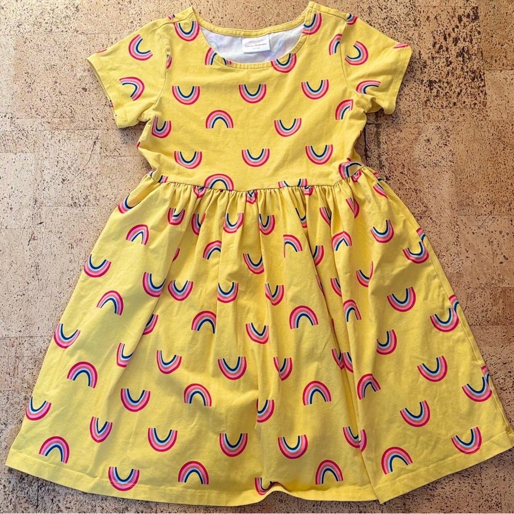 Hanna Andersson Yellow Dress with Rainbow Print